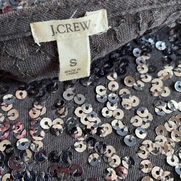 J. Crew Silver Sequin 3/4 Sleeve Tee Small - Picture 3 of 3
